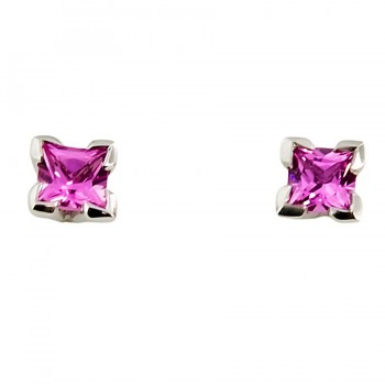 18ct white gold Pink Sapphire Stud Earrings